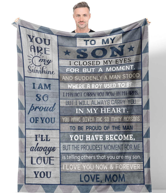 Gifts for Son Blanket 60"x 50", Son Gifts from Mom Dad, Sons Birthday Gift, Birthday Present for Sons, Son's Gift for Graduation Christmas Valentines Fathers Day