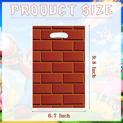 JUELANGER 50 PCS Brick Party Gift Bags, Plastic Birthday Candy Bags Goodie Bag for Party Supplies