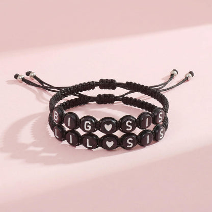 Matching Heart Bracelet Set for 2,3 Big Sis Little Sis Sisters Handmade Braid Adjustable Bracelet Set for 2 BFF Friends Bracelets Gift for Women Teens.