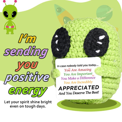 AICase Mini Funny Alien Crochet Gifts,Birthday Gifts for Women Men Presents,Inspirational Small Animals Cute Stuff Things, Handmade Little Reminders Emotional Positive Crochet Nuggets Alien Decor