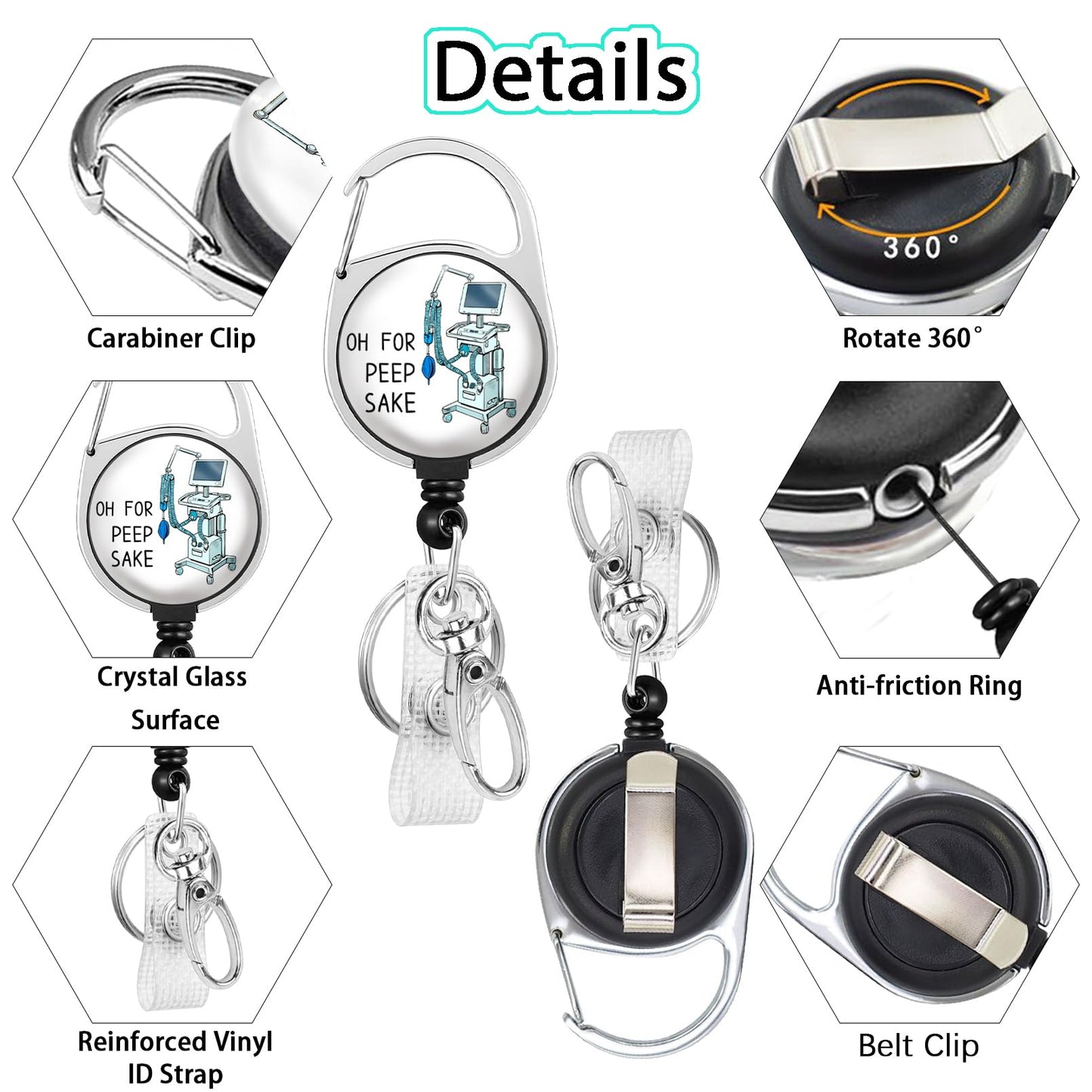 Funny Respiratory Therapist Badge Reel Holder Retractable Heavy Duty with 360° Swivel Carabiner Clip, RT Inhale RRT Badge Reel, Nurse Badge Holder Retractable Clip, Respiratory Therapist Gifts
