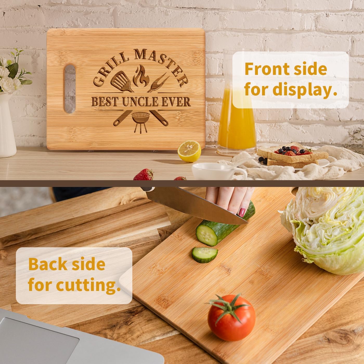 Uncle Gifts from Niece Nephew, Christmas Gifts for Uncle Birthday Valentine Father's Day Thanksgiving - Best Uncle Ever Unique Engraved Cutting Board