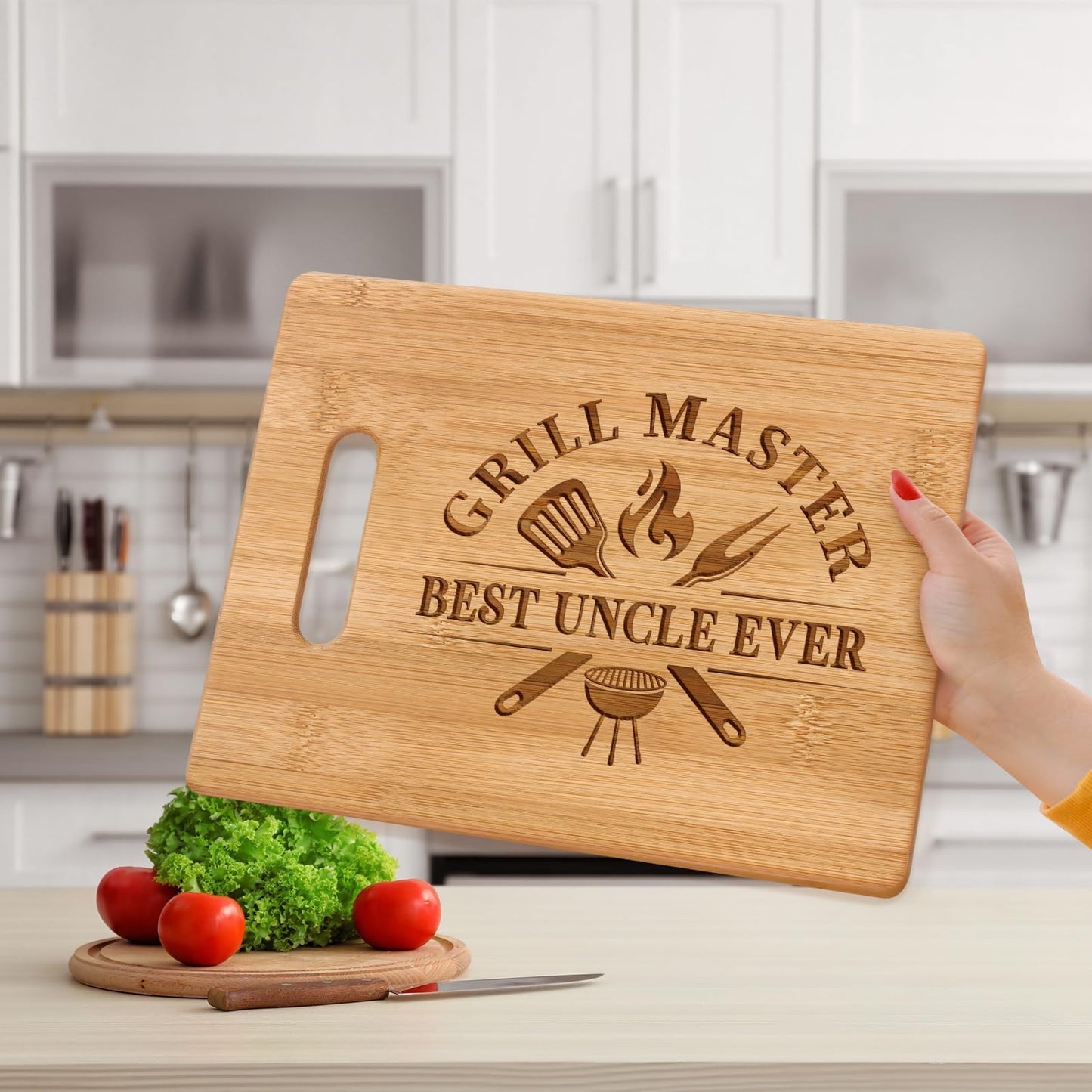 Uncle Gifts from Niece Nephew, Christmas Gifts for Uncle Birthday Valentine Father's Day Thanksgiving - Best Uncle Ever Unique Engraved Cutting Board