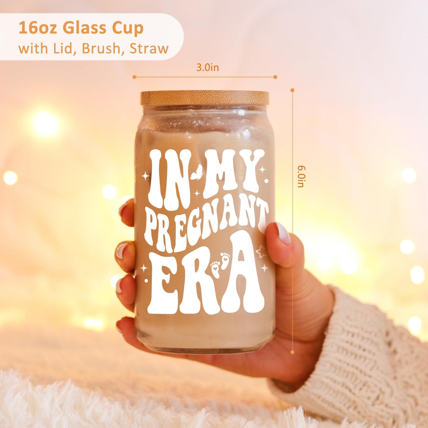 Fairy's Gift Pregnant Women Iced Coffee Cup, Cute Pregnant Mom Gifts, New Mama 16 oz Coffee Glass Cup, 1st Mothers Day, Congratulations Pregnancy Gifts for Expecting Mom First Time Mommy, Mommy to Be