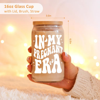 Fairy's Gift Pregnant Women Iced Coffee Cup, Cute Pregnant Mom Gifts, New Mama 16 oz Coffee Glass Cup, 1st Mothers Day, Congratulations Pregnancy Gifts for Expecting Mom First Time Mommy, Mommy to Be