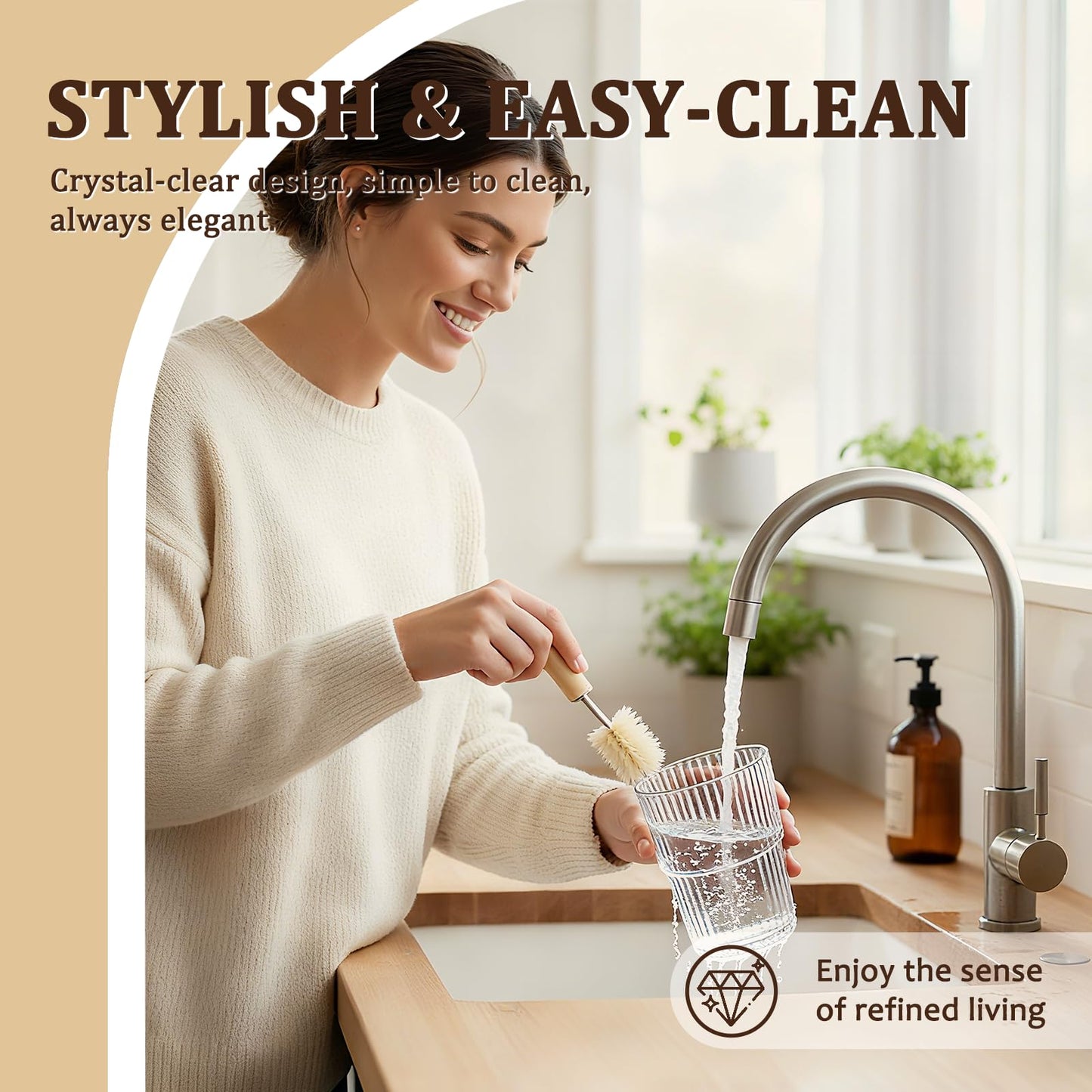 8 Packs Ribbed Glass Tumbler with Lid and Straw Ice Coffee Cup Kitchen Gadgets First Apartment Essentials New Home Must Haves Things Stuff Accessories House Warming Housewarming Hostess Host Gift
