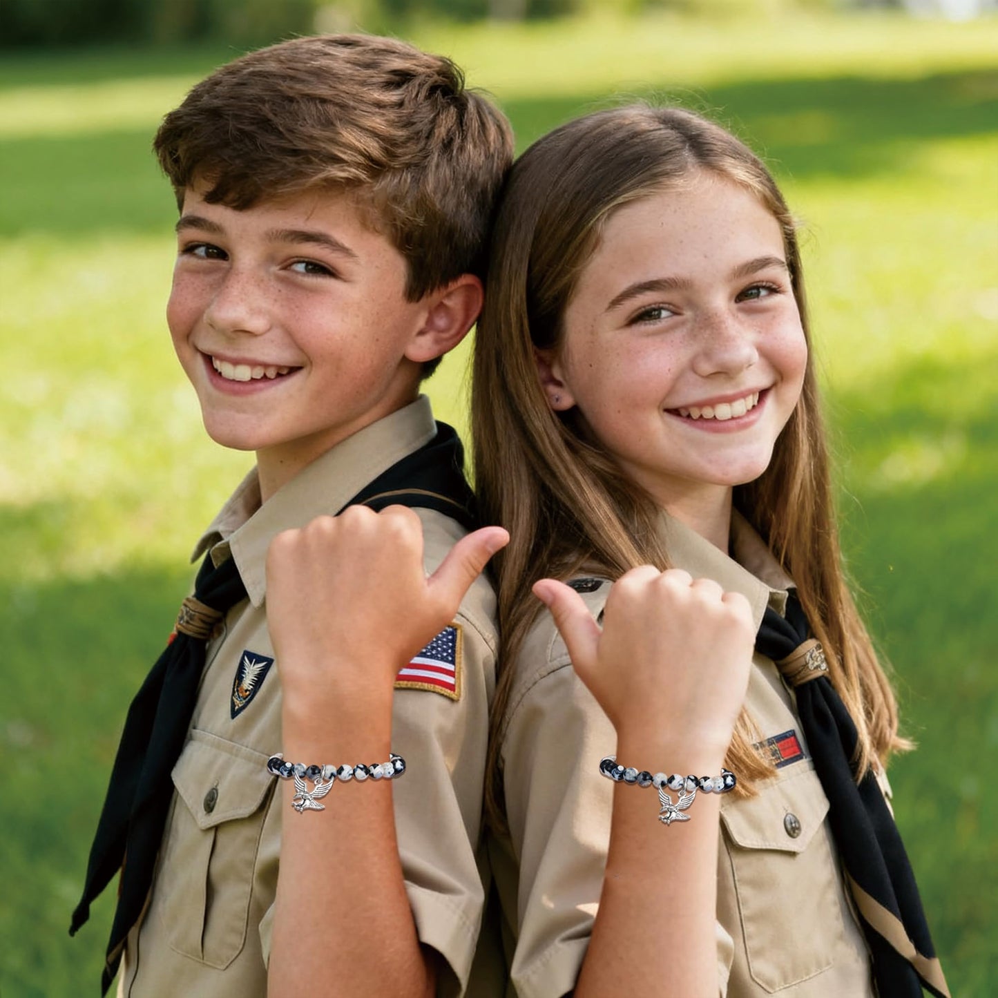 LIUANAN Eagle Scout Gifts, Natural Stone Beaded Bracelets for Men and Women, Bald Eagles Jewelry, Bird Lover Gifts, Friendship Bracelet