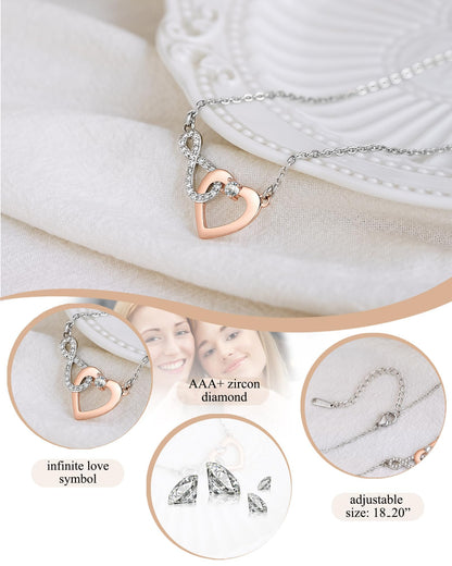 Shonyin Everlasting Heart Necklace for Women Girls Mother (Bonus) Daughter (Sons) Girlfriend Grandma Granddaughter Mother Daughter in Law Sister (in Law) Soulmate Wife Birthday Christmas Gifts