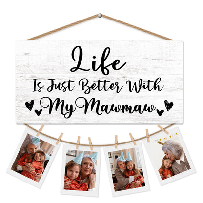 Mawmaw Gifts Picture Frame Photo Holder for Wall, Birthday Gifts for Mamew Grandma, Thank You Grandmother Memaw Gift from Grandchildren Grandkids Hanging Photo Display