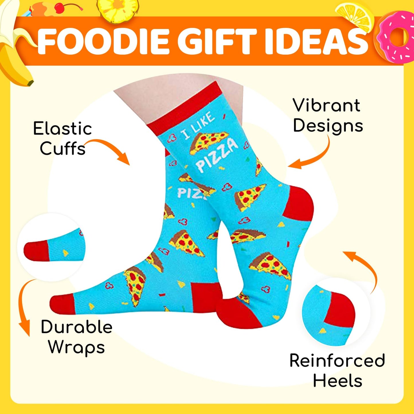 HAPPYPOP Funny Socks for Women - Donut Pizza Pickle Gifts, Popcorn Milk Cookie Taco Socks