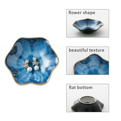 Jewelry Dish Tray, Ring Dish, Ceramic Trinket Tray, Key Bowl, Decorative Plate, for Friends Sisters Daughter Mother (Starry Blue)