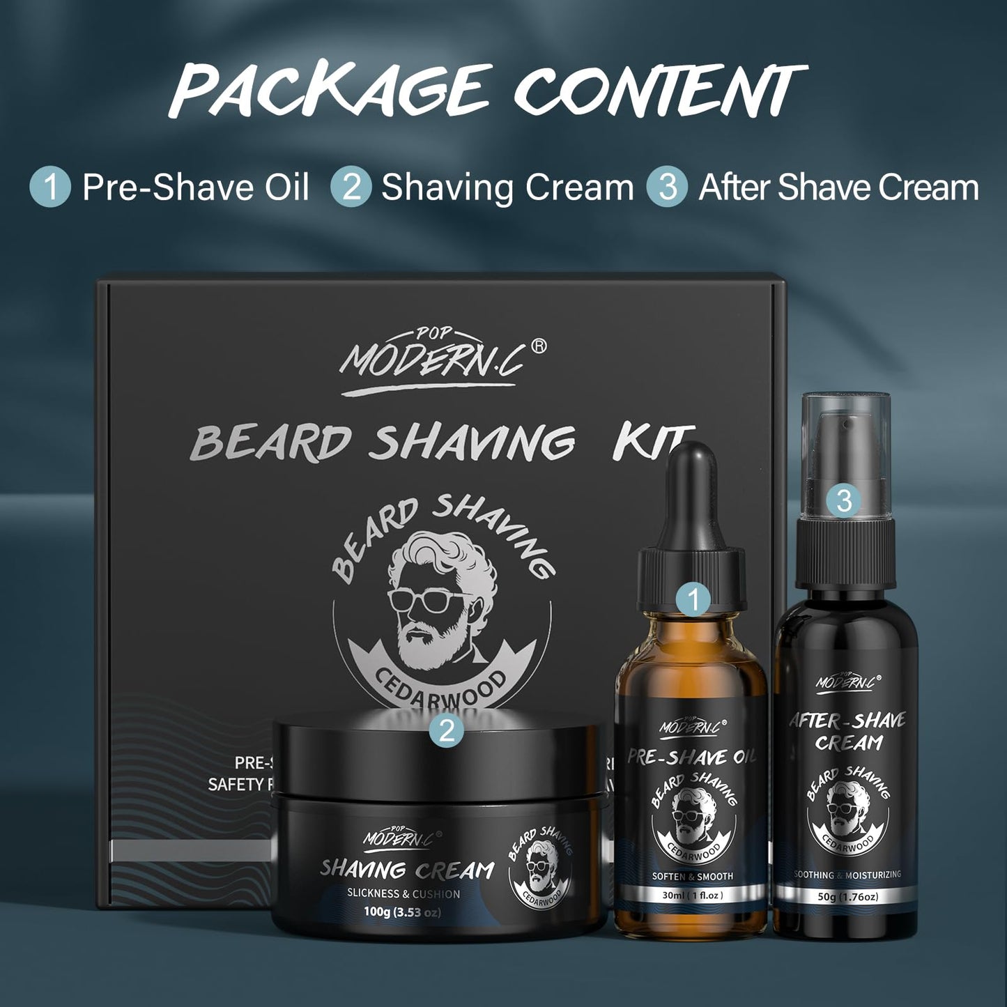 3Pcs Shaving Kit For Men Gift Basket For Christmas Birthday Valentine's Father's Day Mens Shaving Kit For Dad Men Husband Boyfriend Includes Shaving Cream Pre Shave Oil After Shave Cream