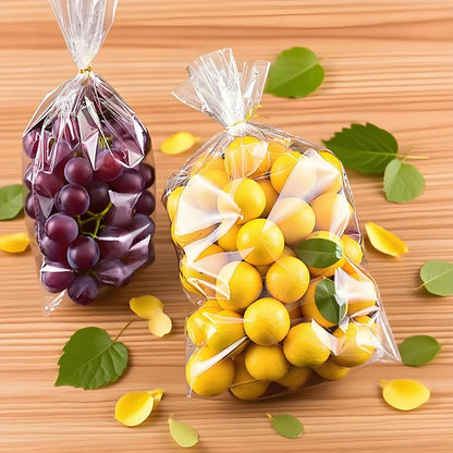 50 pieces 14x18 inch Cellophane Wrap Cello Cellophane Treat Bags Clear Flat for party gift wrapping, bakery, cookies, candies, desserts, basket wrapping with colorful twist ties