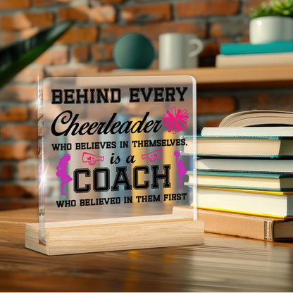 Cheer Coach Gifts, Gift for Cheerleading Coach Thank You Appreciation Birthday Retirement End of Year, Acrylic Plaque Sign Home Office Decor