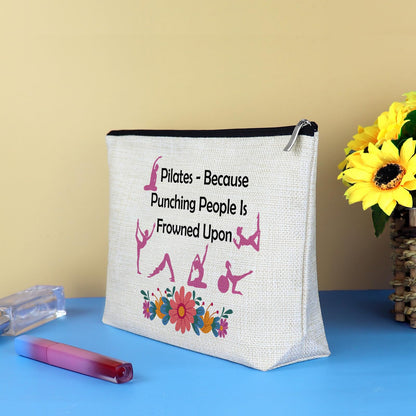 Pilates Gifts for Women Makeup Bag Pilates Instructor Teacher Gift Yoga Lover Gift Cosmetic Bag Birthday Mother's Day Thanksgiving Day Graduation Gifts for Sister Friends Coach Aunt Mom Makeup Pouch