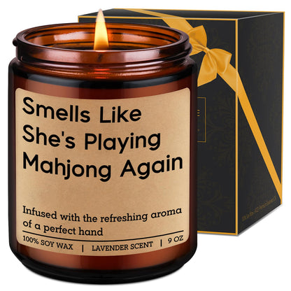 LEADO Funny Playing Mahjong Candle, Mahjong Gifts for Women - Mah Jongg Accessories, Gifts for Mahjongg Players & Lovers - Mahjongg Party Supplies, Birthday Decorations for Friend, Hostess, Mom, Girls