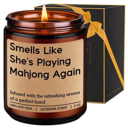LEADO Funny Playing Mahjong Candle, Mahjong Gifts for Women - Mah Jongg Accessories, Gifts for Mahjongg Players & Lovers - Mahjongg Party Supplies, Birthday Decorations for Friend, Hostess, Mom, Girls