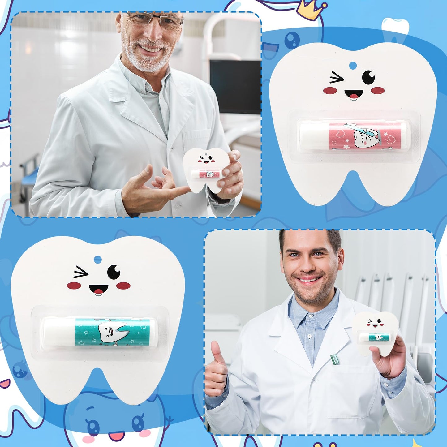 Leelosp 24 Pack Dental Assistant Appreciation Gifts Lip Balm Bulk Teeth Themed Moisturizing Lip Balms Dental Hygiene Gifts for World Oral Health Day Nurse Doctor Staff Coworkers Hospital Office