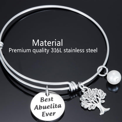 HUTIMY Abuelita Gifts In Spanish from Grandchildren Birthday Accessories for Grandmother Best Abuelita Bracelet