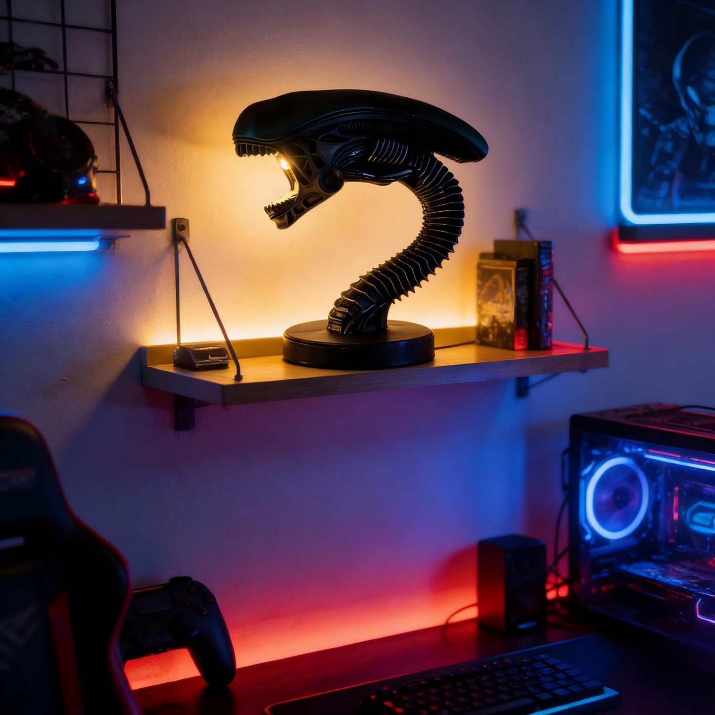 LED Desk Lamp Alien Lamp Novelty Night Light, Children's Room Desktop Reading Light,Child Room Decoration Light, Suitable for Children's Holiday Gift Science Fiction Enthusiasts