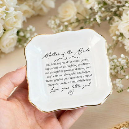 Mother of the Bride Jewelry Dish – Sentimental Wedding Gift from Daughter, Mom of the Bridal Gifts, Elegant Gift for Mother of Bride on Wedding Day