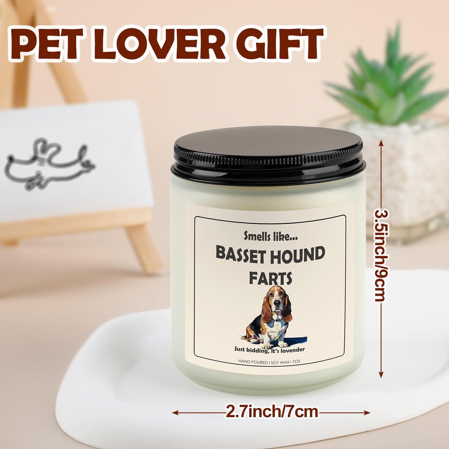 Basset Hound Gifts & Decor, Bassett Hound Gifts for Women, Dog Farts Candle | Lavender Scent, Handcrafted with Natural Soy Wax