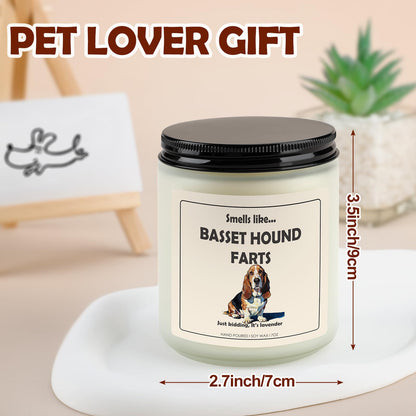 Basset Hound Gifts & Decor, Bassett Hound Gifts for Women, Dog Farts Candle | Lavender Scent, Handcrafted with Natural Soy Wax