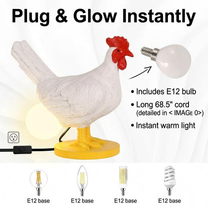 Funny Chicken Night Light Lamp – Rooster Laying Egg Light, Farmhouse Table Decor, Unique Gift for Chicken Lovers (Includes Bulb)