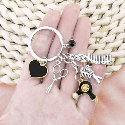 Ikacvb Cute Hair Stylist Gifts Hairdresser Keychain Gifts For Women Men Unique Hairstylist Gift Scissors Comb Charms