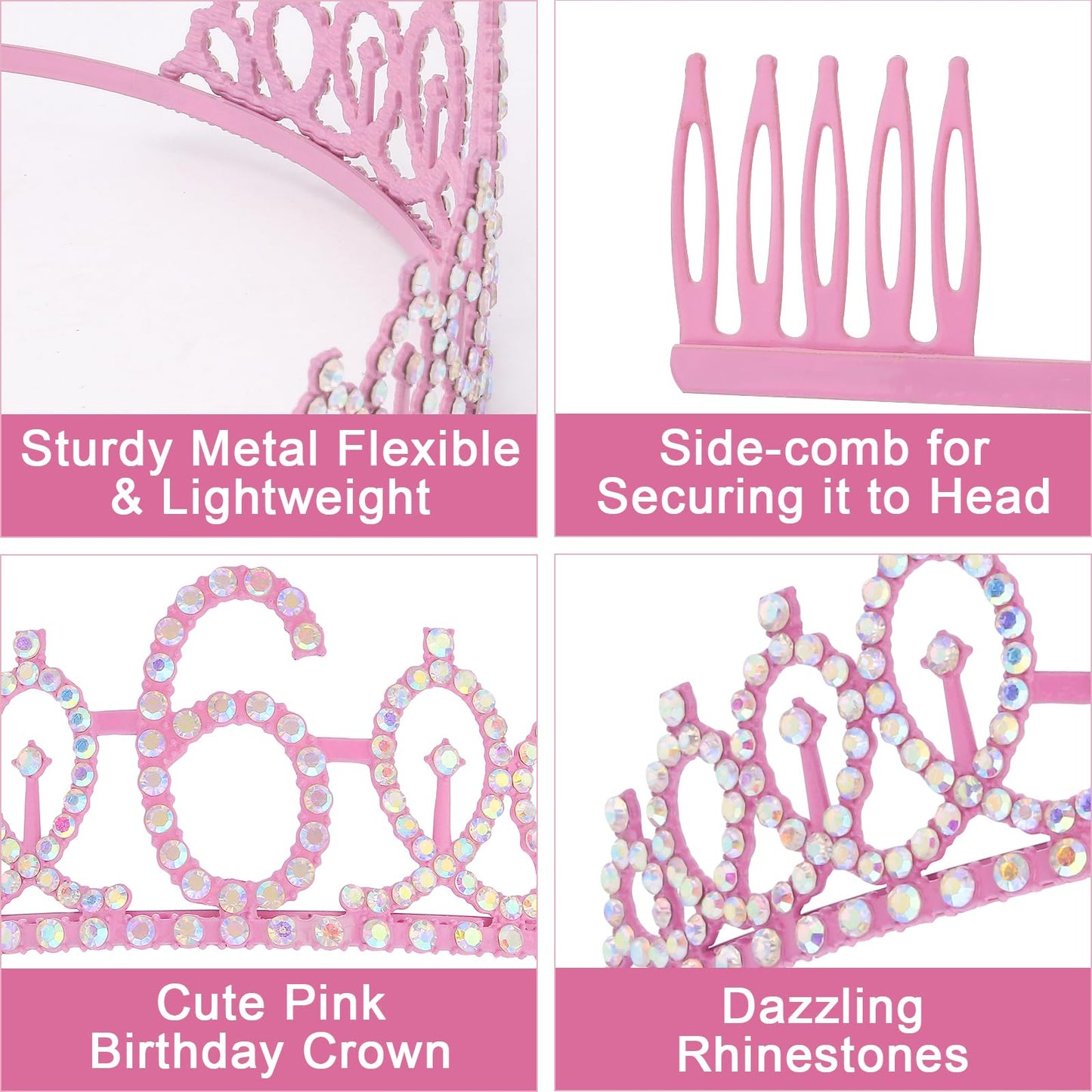 Canitor Birthday Decorations for Girls - Crown Tiara Sash Set and Headband Gift