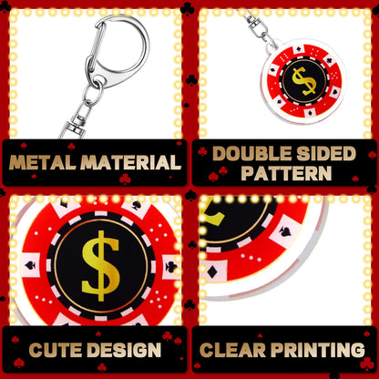 Tondiamo 48 Pcs Casino Party Gifts Keychains Bulk Casino Night Souvenirs Dice Keychains for Birthday Gifts Decorations