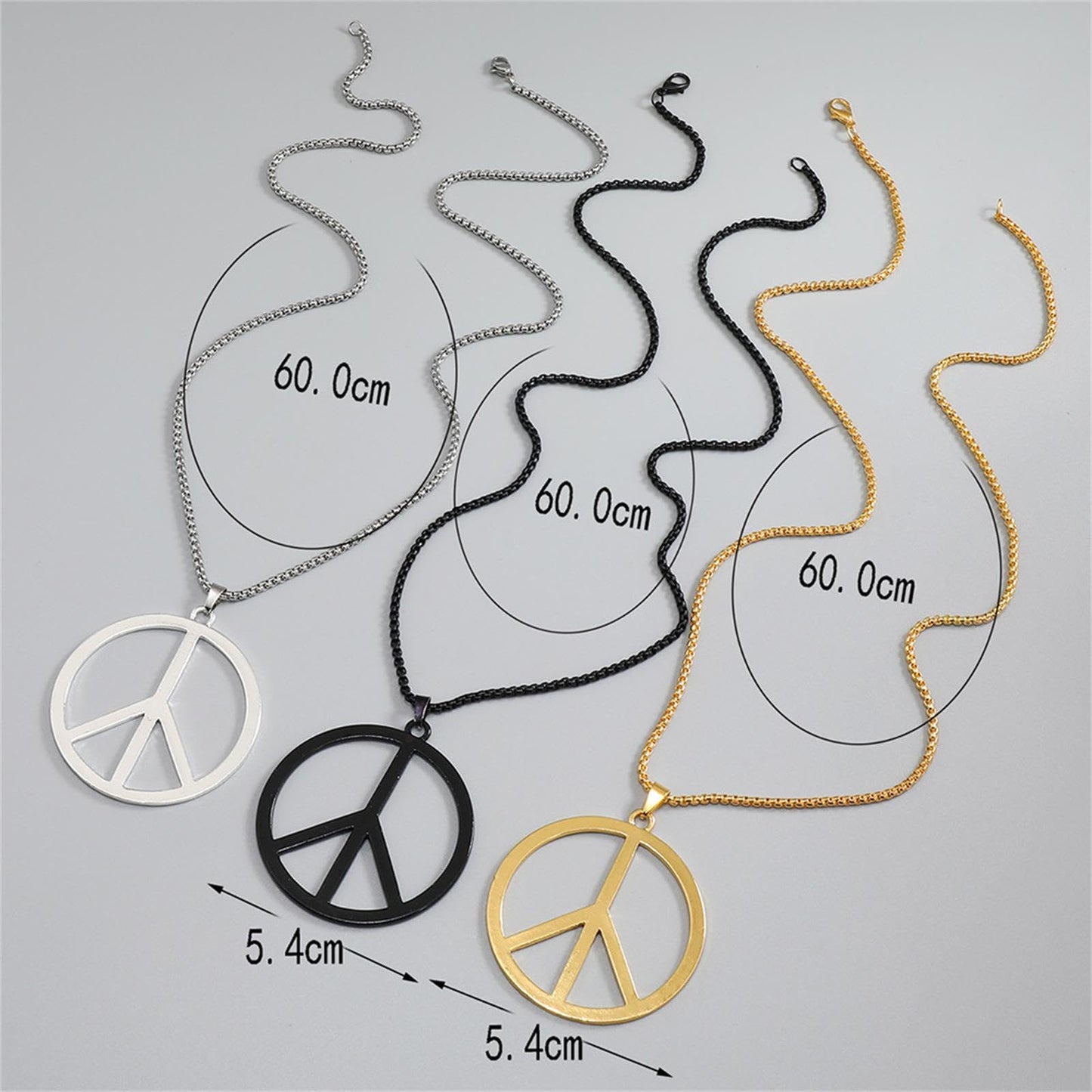 Metal Peace Sign Pendant Necklace Hippie 1960s 1970s Necklace for Dressing Party Accessories