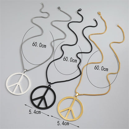 Metal Peace Sign Pendant Necklace Hippie 1960s 1970s Necklace for Dressing Party Accessories