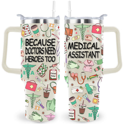 40 Oz Medical Assistant Tumbler Medical Assistant Gifts Stainless Steel Insulated Medical Assistant Travel Cup with Handle CMA Medical Assistant Week Gifts for Women Men