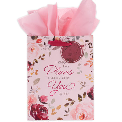 Christian Art Gifts Gift Bag/Tissue Paper Set I Know the Plans Jeremiah 29:11 Bible Verse, Medium