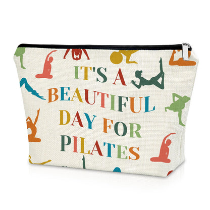 Sazuwu Yoga Lover Gifts Makeup Bag Pilates Instructor Gifts for Women Birthday Gifts for Yoga Teacher Cosmetic Pouch for Sports Lover Travel Workout Toiletry Bag Fits Essentials