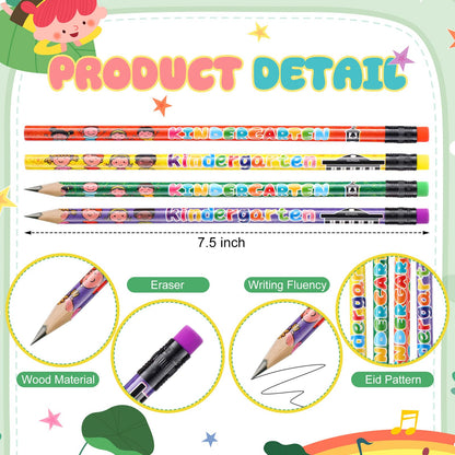 Spakon 24 Sets Kindergarten Here I Come Pencils Bracelets Set, Kindergarten Pencils Wristbands Gifts for Kids Classroom, 100 Days of School Prizes, Back to School Student Rewards Goodie Bag Fillers
