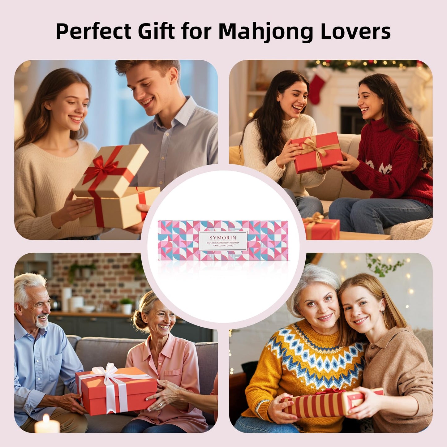 Non-Slip Mahjong Racks with Pushers, 4-Pack Clear Acrylic Racks, American Mahjong Accessories, Gift-Ready Mahjong Gifts (Clear)