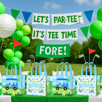 12PCS Golf Party Treat Bags Golf Birthday Party Supplies Golf Themed Favor Bags Non-woven Pink Golf Ball Candy Gift Bag with Handles for Let's Par-tee Retirement Baby Shower Decor