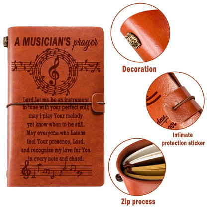 Music Gifts Men Women, Music Lovers gifts Musician Prayer Leather Journal Notebook Gift for Teacher Appreciation Birthday Christmas Retirement