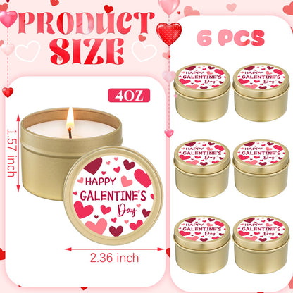 Lounsweer 6 Pcs Happy Galentine's Day Theme Candles Gift for Women Best Friend Valentines Day Burning Aromatherapy Candles Romantic Gifts for Girlfriend Wife Friendship Sisters Party Favors