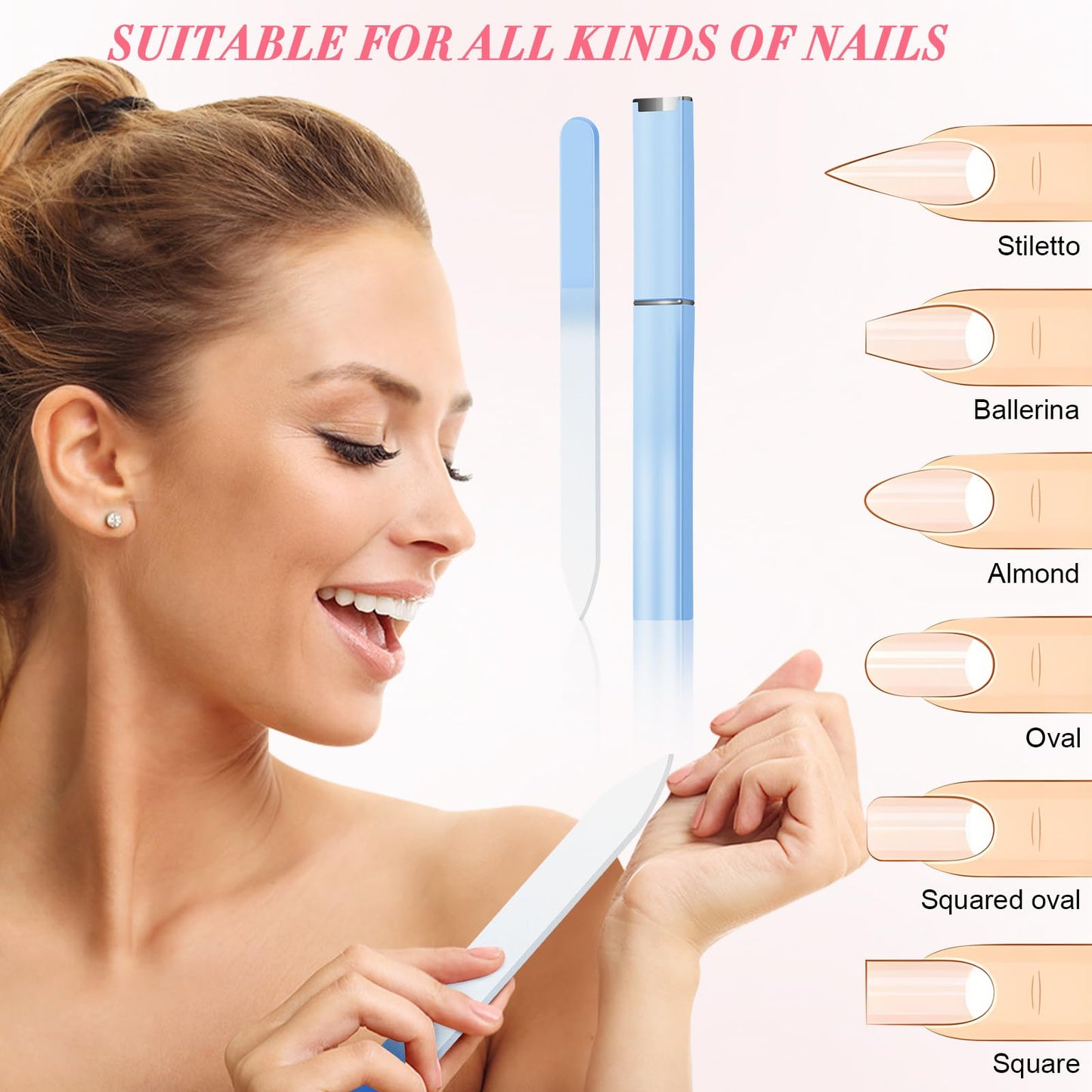 NICEMOVIC 6 Pack Glass Nail File for Natural Nails, Mothers Day Gifts, Stocking Stuffers for Teen Girls Women Adults, Easter Basket Stuffers, Birthday Christmas Bulk Small Gifts for Women Teens Girls