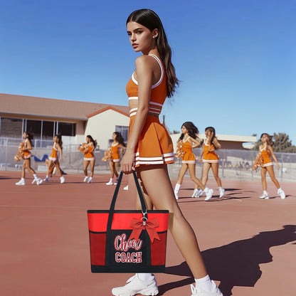 Cheer Coach Tote Bag for Women with Keychain Bow, 19.6x13.7x3.93'' Cheerleader Coach Bag Cheerleading Gift