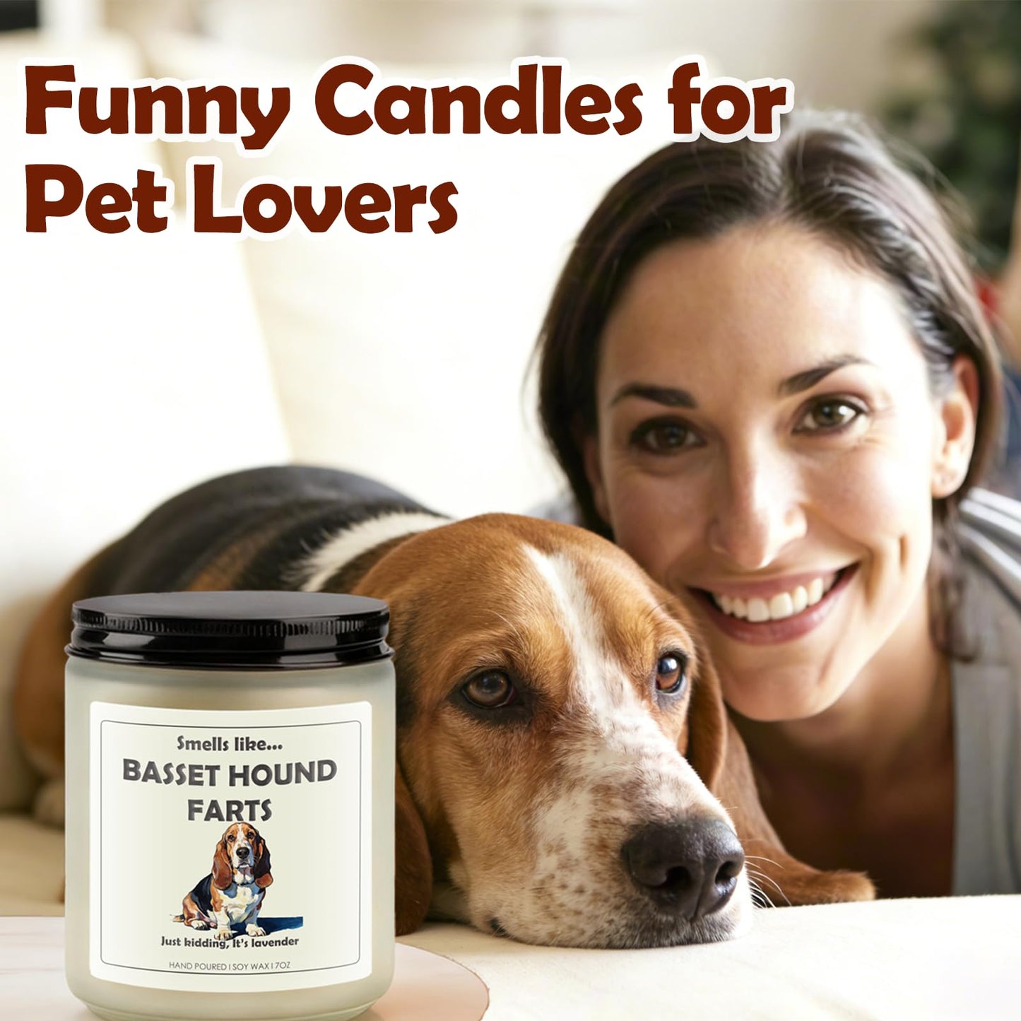 Basset Hound Gifts & Decor, Bassett Hound Gifts for Women, Dog Farts Candle | Lavender Scent, Handcrafted with Natural Soy Wax