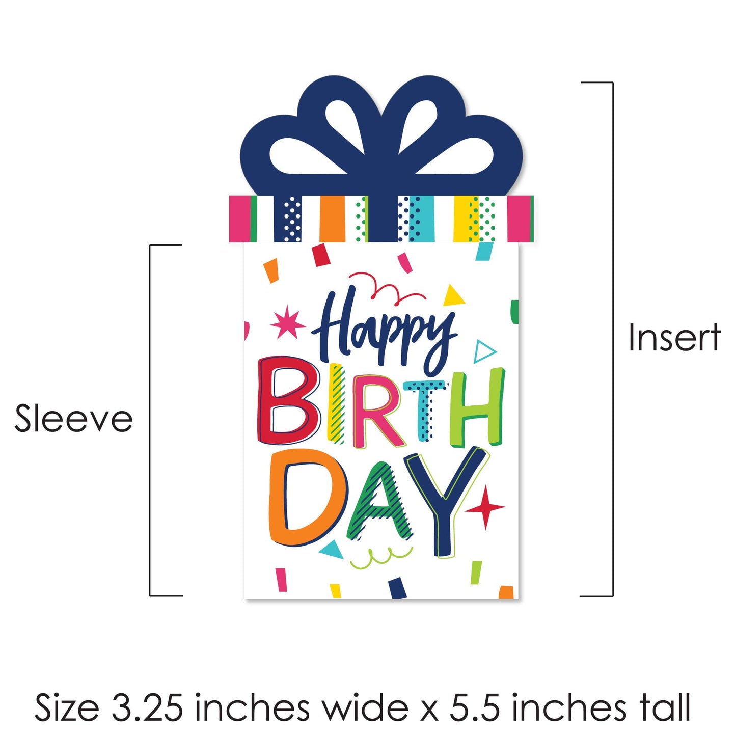 Big Dot of Happiness Cheerful Birthday Gift Card Holders - Colorful Celebration Money and Gift Card Sleeves, Premium Presentation Set with Envelopes, 8 Pack