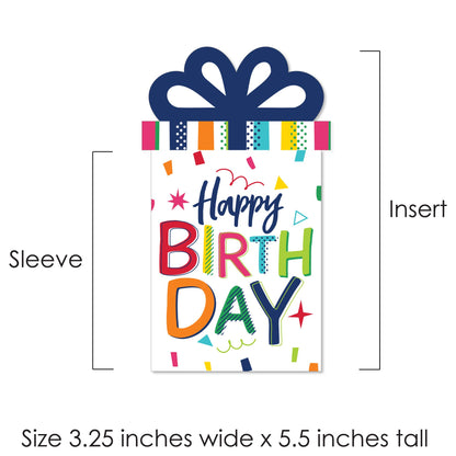 Big Dot of Happiness Cheerful Birthday Gift Card Holders - Colorful Celebration Money and Gift Card Sleeves, Premium Presentation Set with Envelopes, 8 Pack