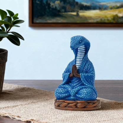 Meditation Snake Resin Statue - Zen Snake Figurine Statue for Snakes Lover Gifts Mediation Yoga Room Buddhism Namaste Room Decor Spiritual Sculpture for Office Home Shelf Desktop Decoration