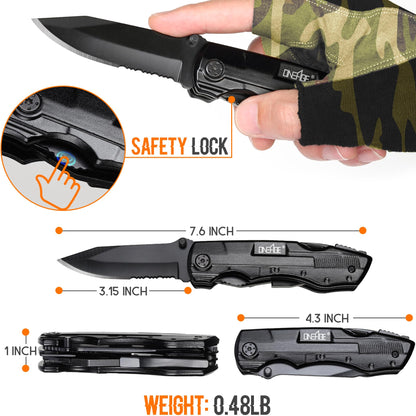 Gifts for Men Him Dad, Pocket Multitool Knife, Christmas Stocking Stuffers for Men, Anniversary Birthday Gifts for Husband, Boyfriend, Guy, Groomsmen, Fathers Day, Gadget for Hiking, Camping, Outdoor