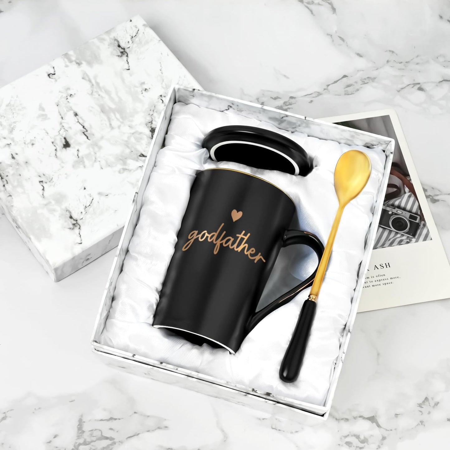 YHRJWN Godfather Gift, Godfather Proposal Gifts, Pregnancy Announcement Baptism Birthday Father's Day Christmas Presents, 14 Oz with Gift Box Black