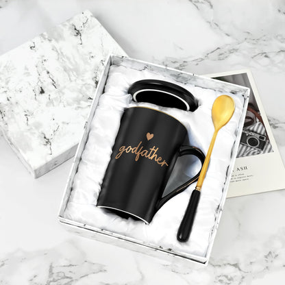 YHRJWN Godfather Gift, Godfather Proposal Gifts, Pregnancy Announcement Baptism Birthday Father's Day Christmas Presents, 14 Oz with Gift Box Black